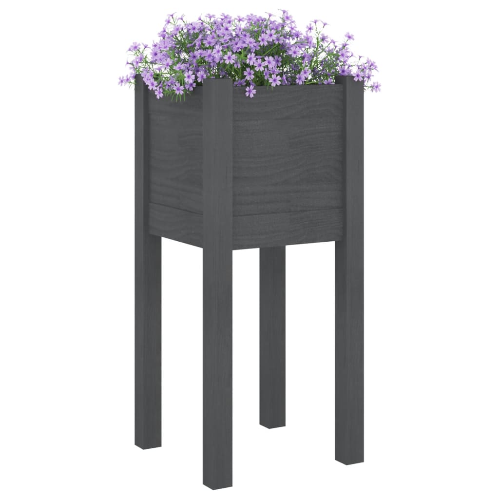 Fioriera da Giardino Grigie 31x31x70 cm Legno Massello di Pino - homemem39