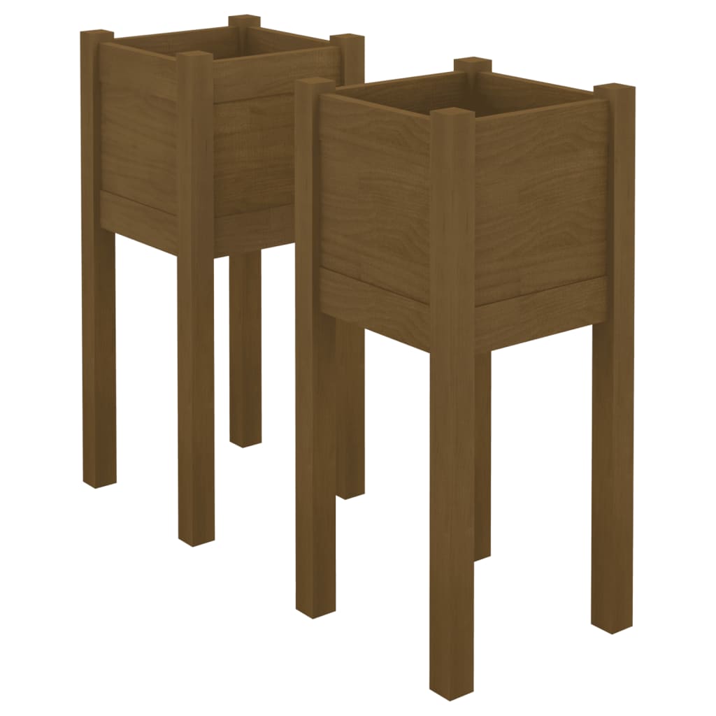 Fioriere 2 pz Ambra 31x31x70 cm in Legno Massello di Pino - homemem39