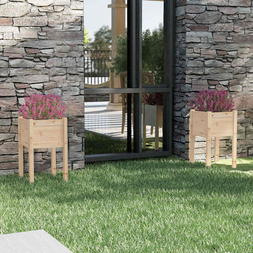 Fioriere da Giardino 2 pz in Legno Massello di Pino