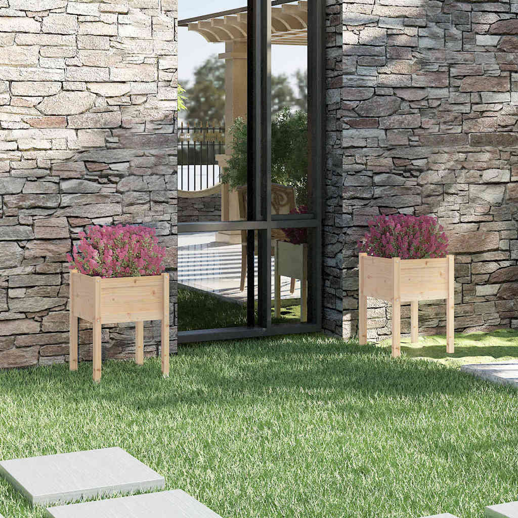 Fioriere da Giardino 2 pz in Legno Massello di Pino
