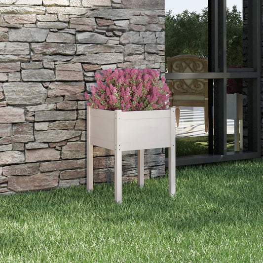 Fioriera da Giardino Bianca 50x50x70 cm Legno Massello di Pino | homemem39
