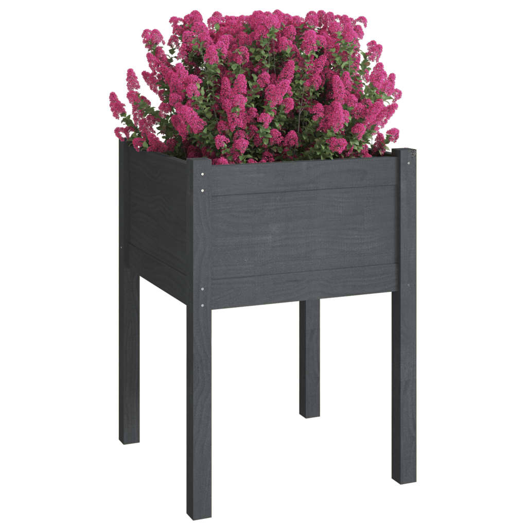 Fioriere da Giardino 2 pz Grigie 50x50x70 cm Massello di Pino - homemem39