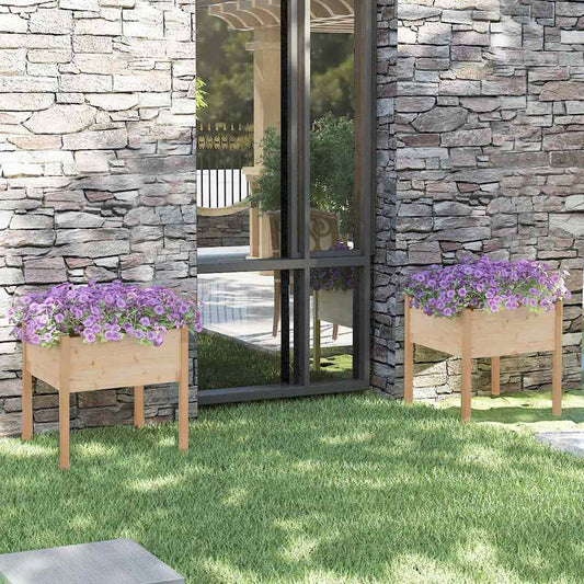Fioriere da Giardino 2 pz 70x70x70 cm Legno Massello di Pino