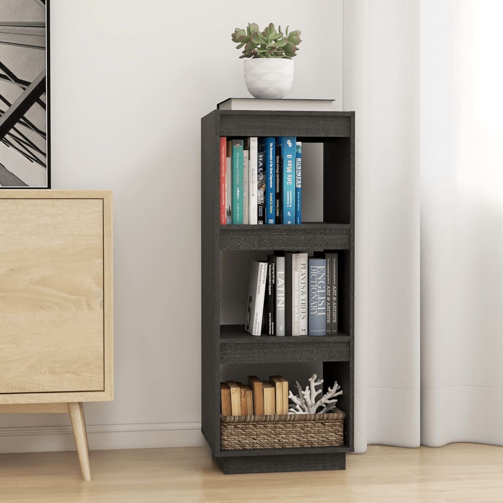 Libreria/Divisorio Grigio 40x35x103cm in Legno Massello di Pino | homemem39