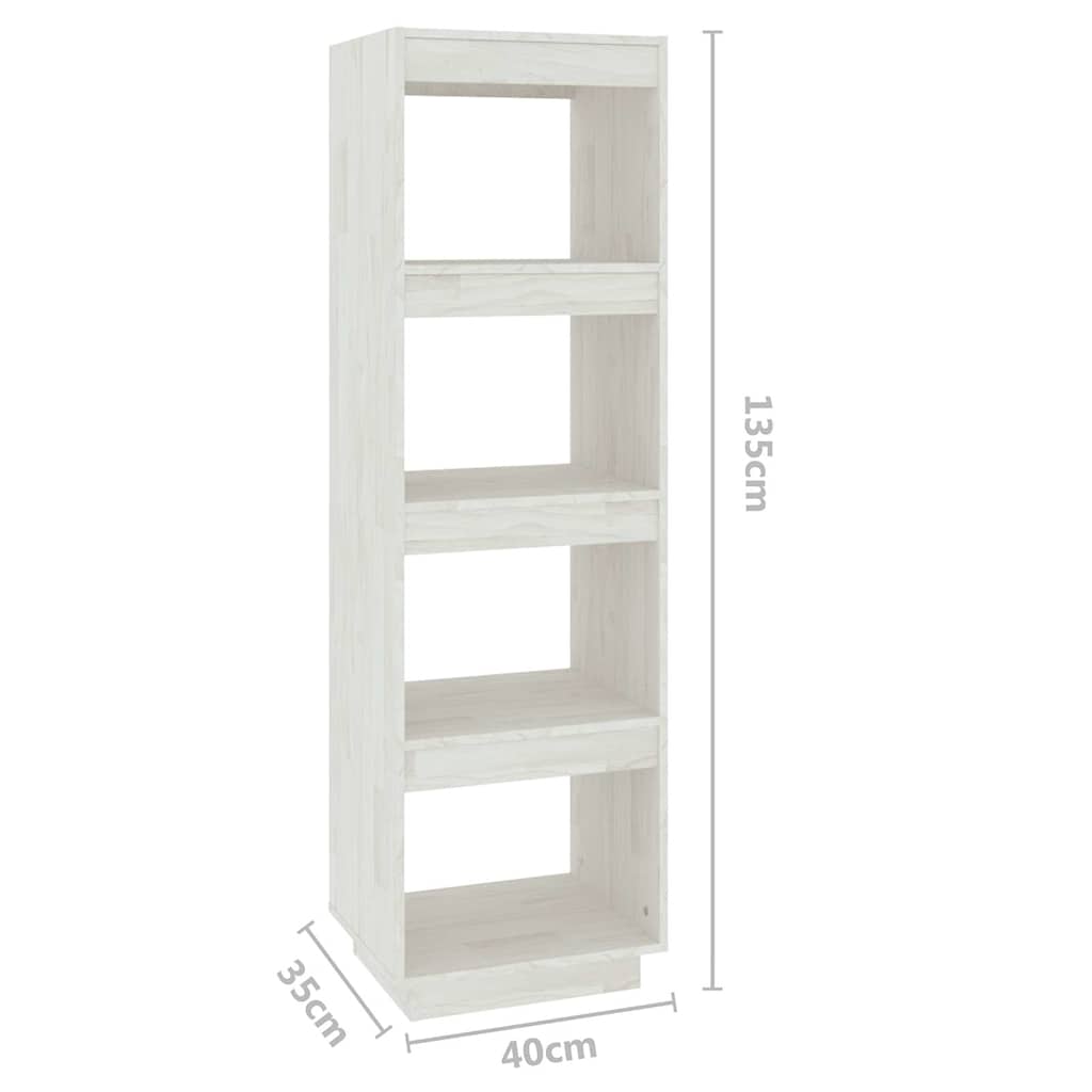 Libreria/Divisorio Bianco 40x35x135cm in Legno Massello di Pino