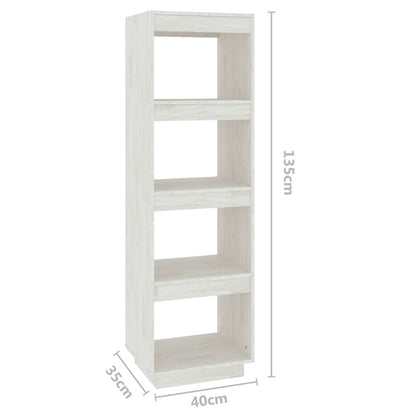 Libreria/Divisorio Bianco 40x35x135cm in Legno Massello di Pino