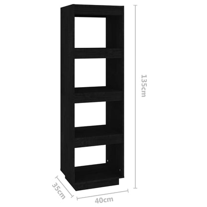 Libreria/Divisorio Nero 40x35x135 cm in Legno Massello di Pino | homemem39