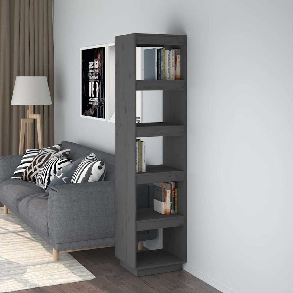 Libreria/Divisorio Grigio 40x35x167cm in Legno Massello di Pino