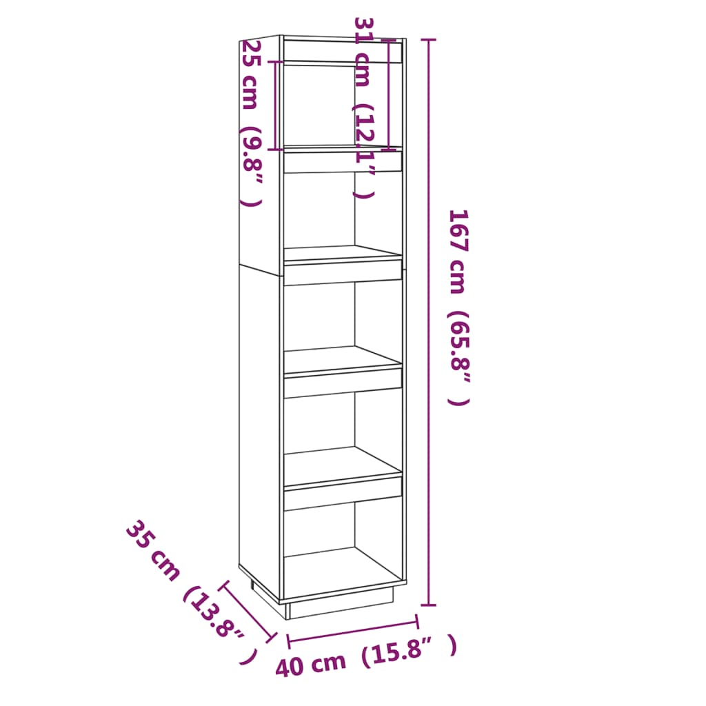 Libreria/Divisorio Nero 40x35x167 cm in Legno Massello di Pino | homemem39
