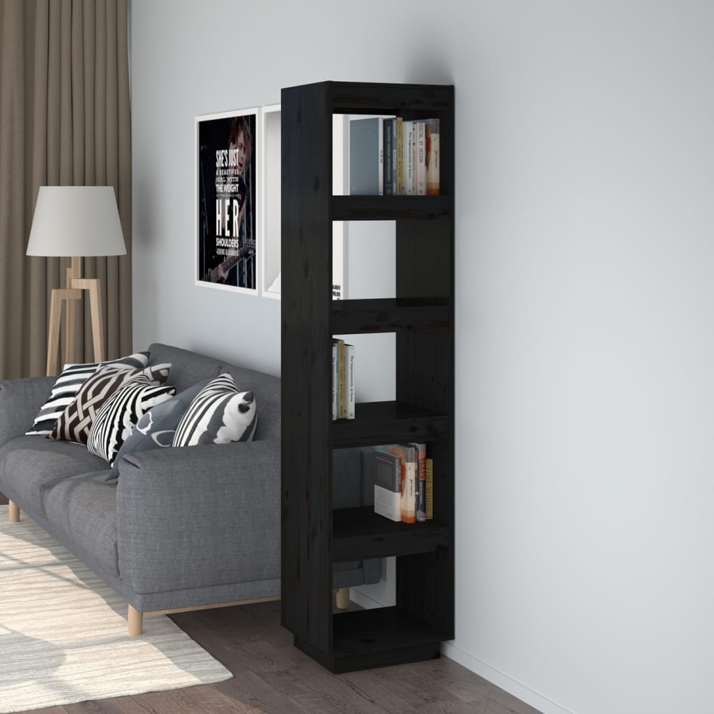 Libreria/Divisorio Nero 40x35x167 cm in Legno Massello di Pino | homemem39
