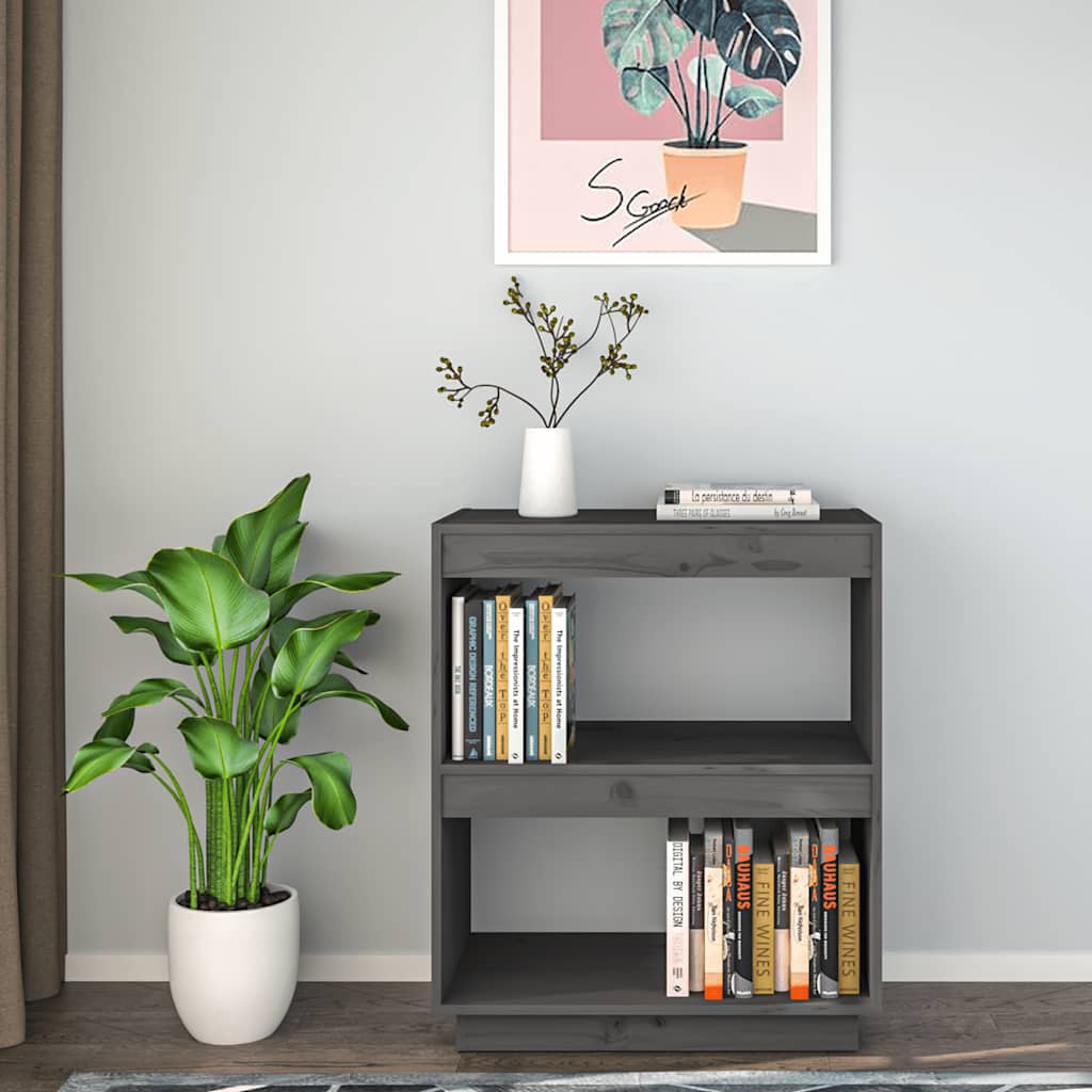 Libreria Grigia 60x35x71 cm in Legno Massello di Pino | homemem39