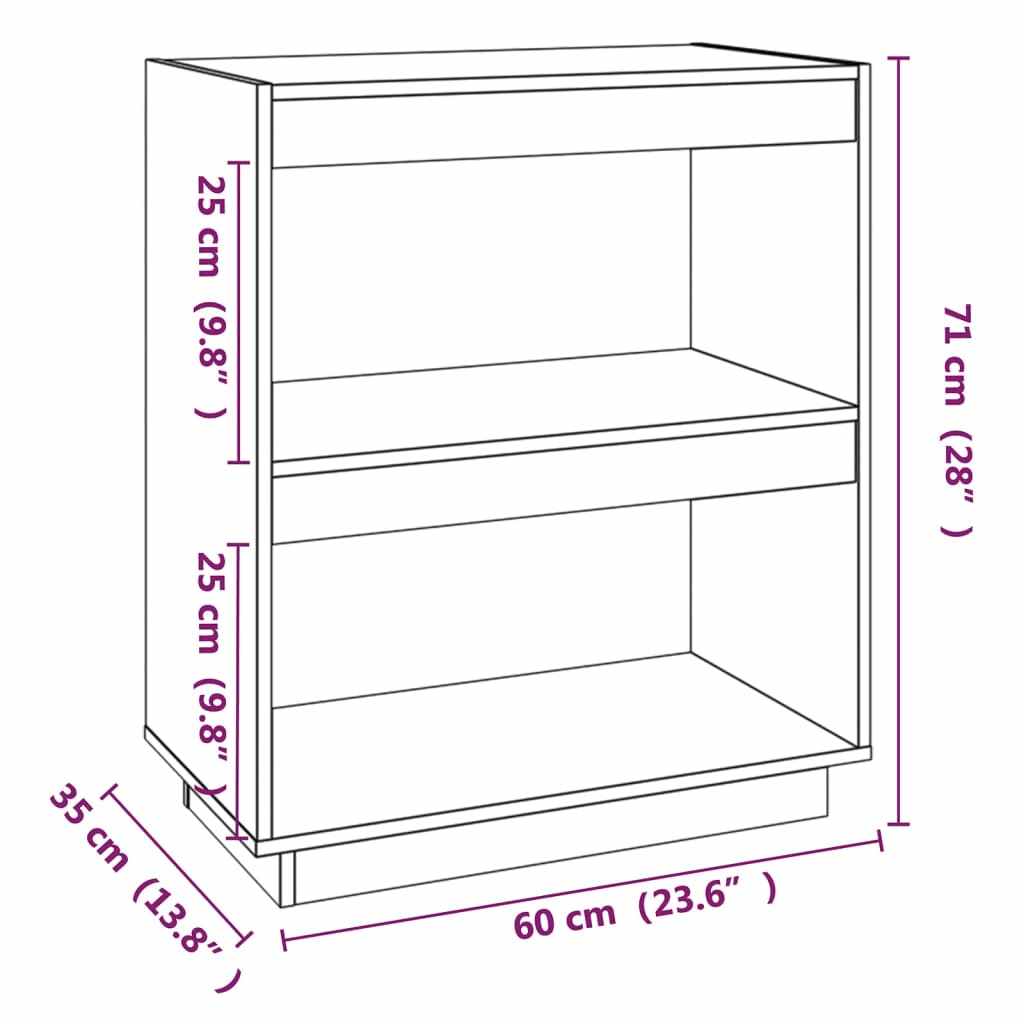 Libreria Grigia 60x35x71 cm in Legno Massello di Pino | homemem39