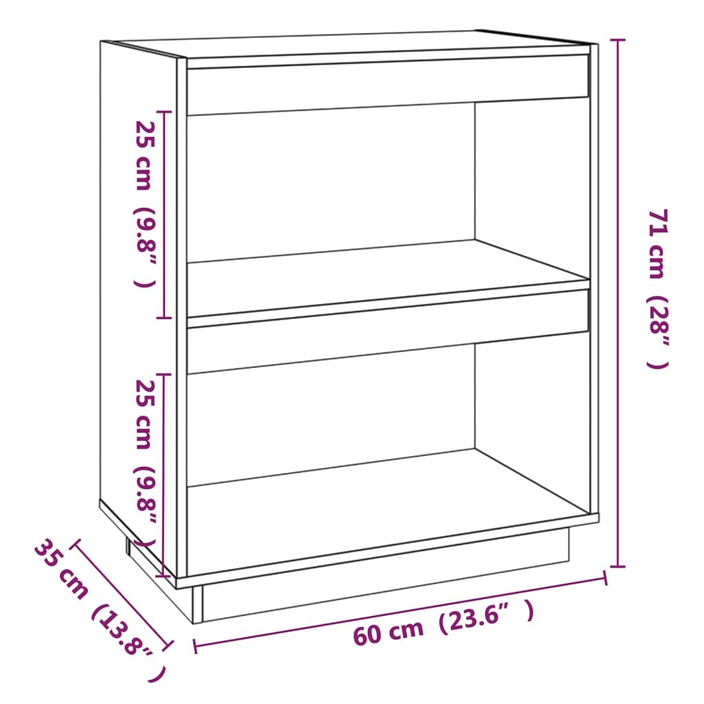 Libreria Grigia 60x35x71 cm in Legno Massello di Pino