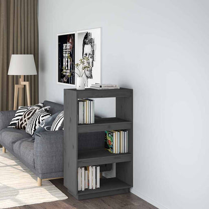 Libreria/Divisorio Grigio 60x35x103cm in Legno Massello di Pino