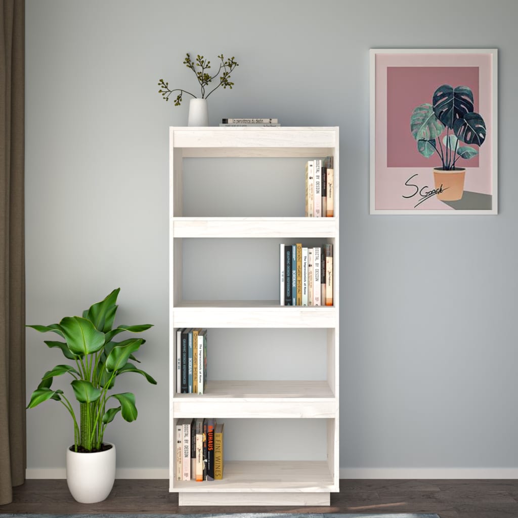 Libreria/Divisorio Bianco 60x35x135 cm Legno Massello di Pino | homemem39