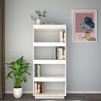 Libreria/Divisorio Bianco 60x35x135 cm Legno Massello di Pino | homemem39