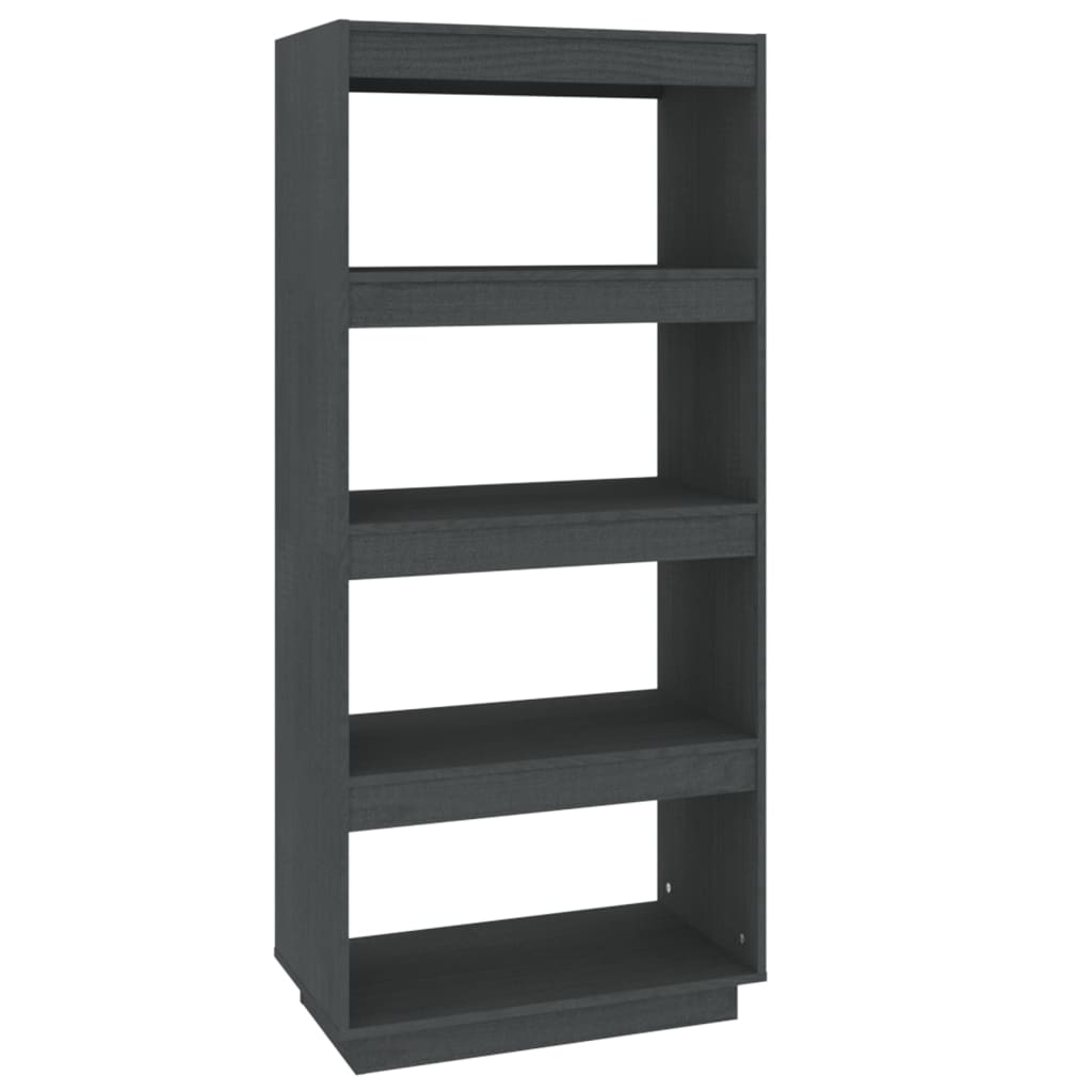 Libreria/Divisorio Grigio 60x35x135cm in Legno Massello di Pino | homemem39
