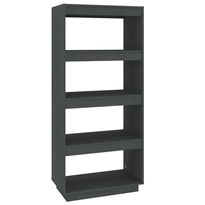 Libreria/Divisorio Grigio 60x35x135cm in Legno Massello di Pino | homemem39