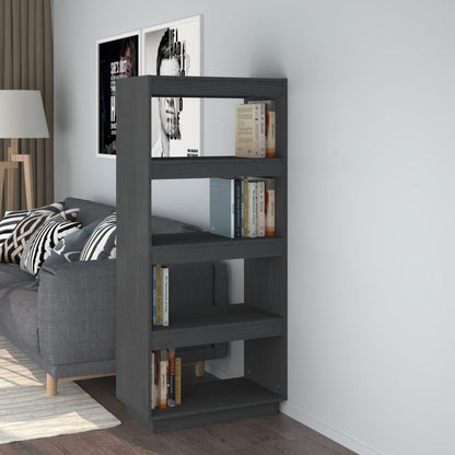 Libreria/Divisorio Grigio 60x35x135cm in Legno Massello di Pino | homemem39