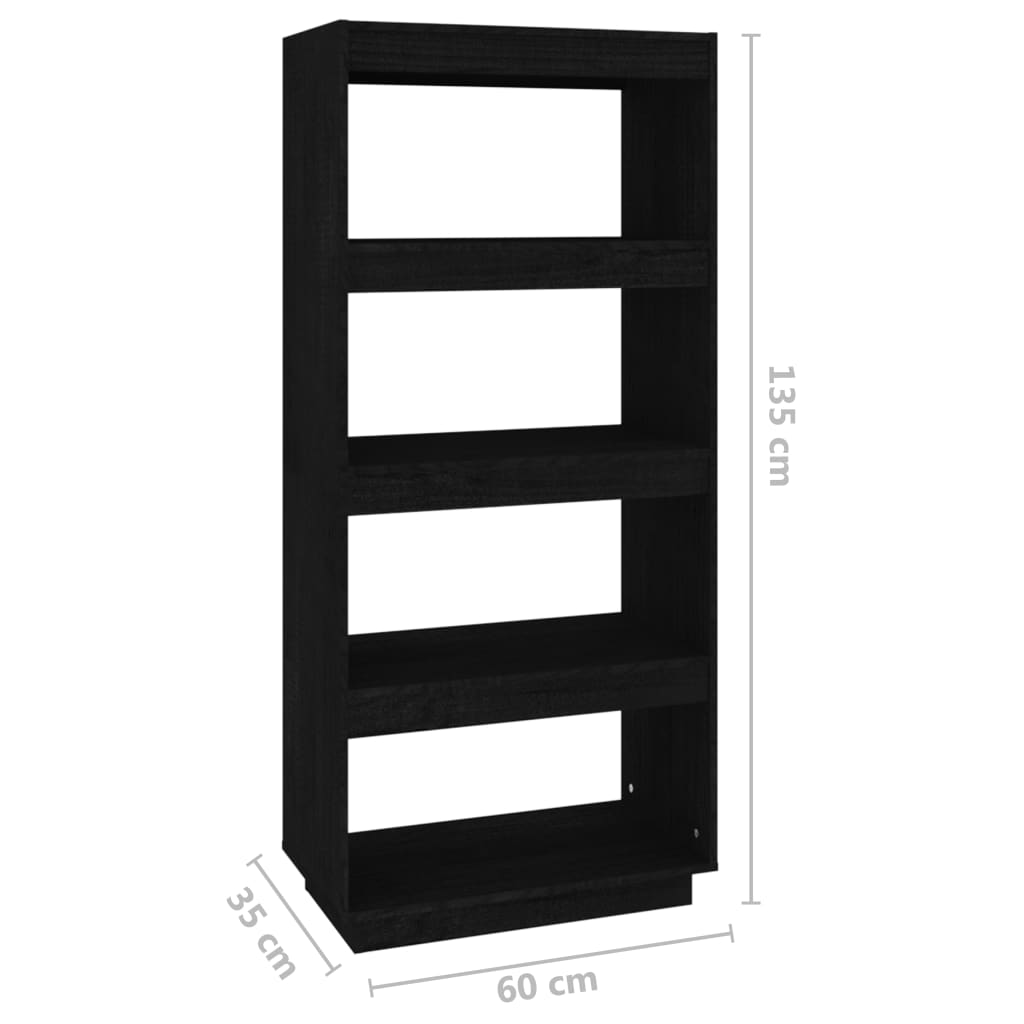 Libreria/Divisorio Nero 60x35x135 cm in Legno Massello di Pino | homemem39