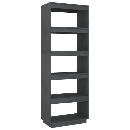 Libreria/Divisorio Grigio 60x35x167cm in Legno Massello di Pino | homemem39