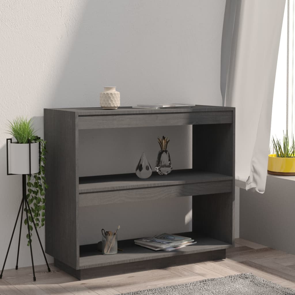 Libreria Grigia 80x35x71 cm in Legno Massello di Pino | homemem39
