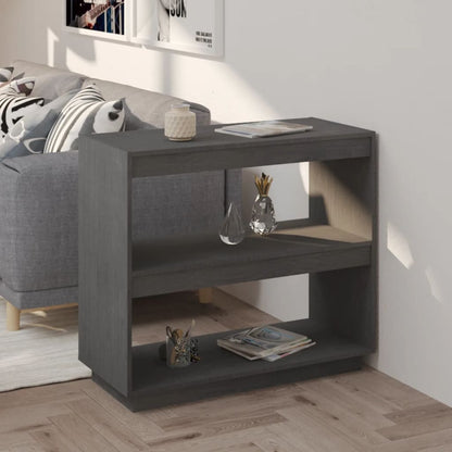 Libreria Grigia 80x35x71 cm in Legno Massello di Pino | homemem39