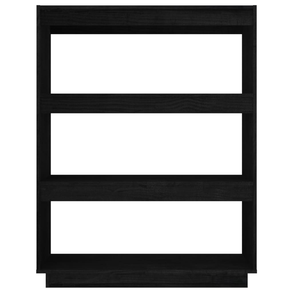 Libreria/Divisorio Nero 80x35x103 cm in Legno Massello di Pino