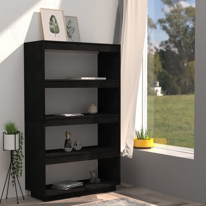 Libreria/Divisorio Nero 80x35x135 cm in Legno Massello di Pino | homemem39