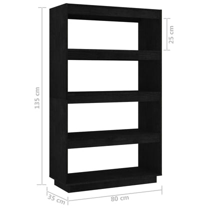 Libreria/Divisorio Nero 80x35x135 cm in Legno Massello di Pino | homemem39