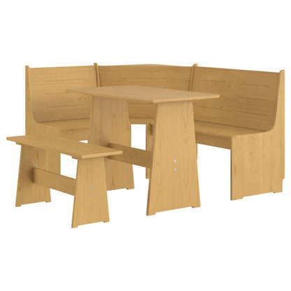 Set da Pranzo 3pz REINE Marrone ambra in Legno Massello di Pino