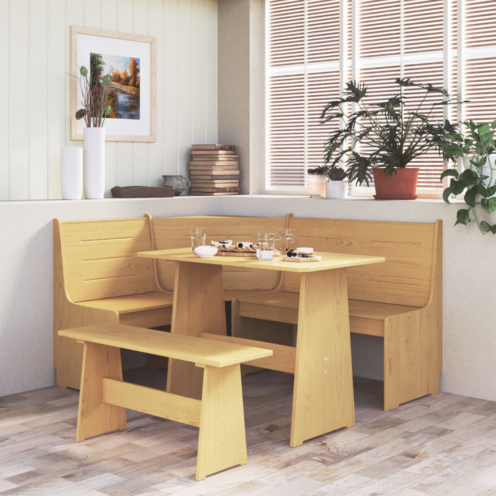 Set da Pranzo 3pz REINE Marrone ambra in Legno Massello di Pino