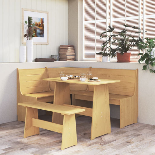 Set da Pranzo 3pz REINE Marrone ambra in Legno Massello di Pino