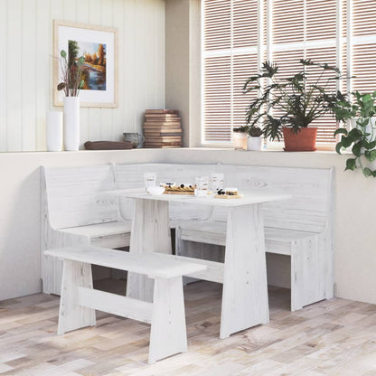 Set da Pranzo 3 pz REINE Bianco in Legno Massello di Pino