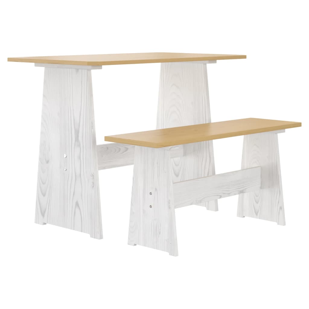 Set da Pranzo 3pz REINE Marrone ambra e Bianco in Legno di Pino - homemem39