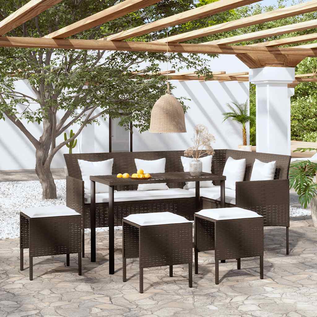 Set Divano a L con Cuscini 5 pz Marrone in Polyrattan - homemem39