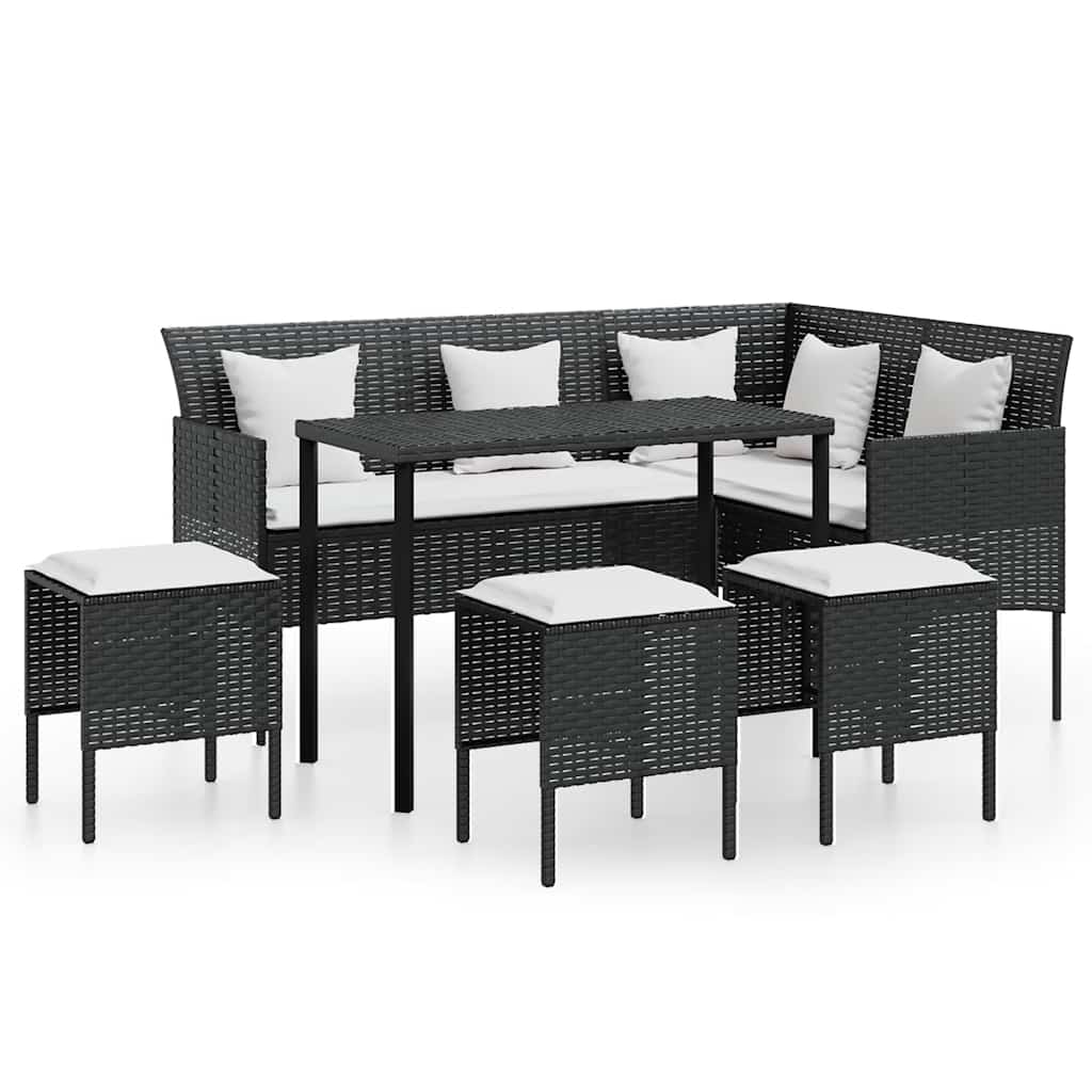 Set Divano a L con Cuscini 5 pz Nero in Polyrattan - homemem39