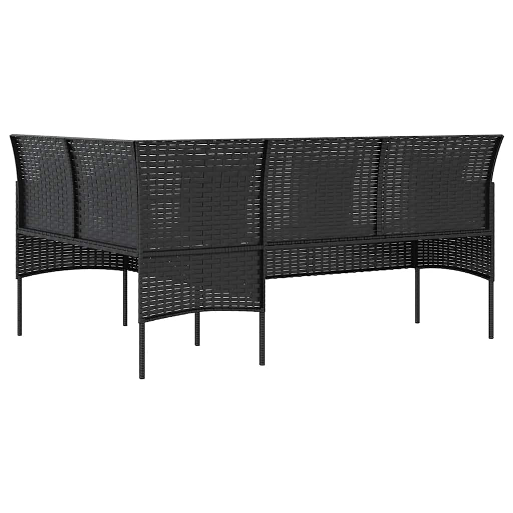 Set Divano a L con Cuscini 5 pz Nero in Polyrattan - homemem39