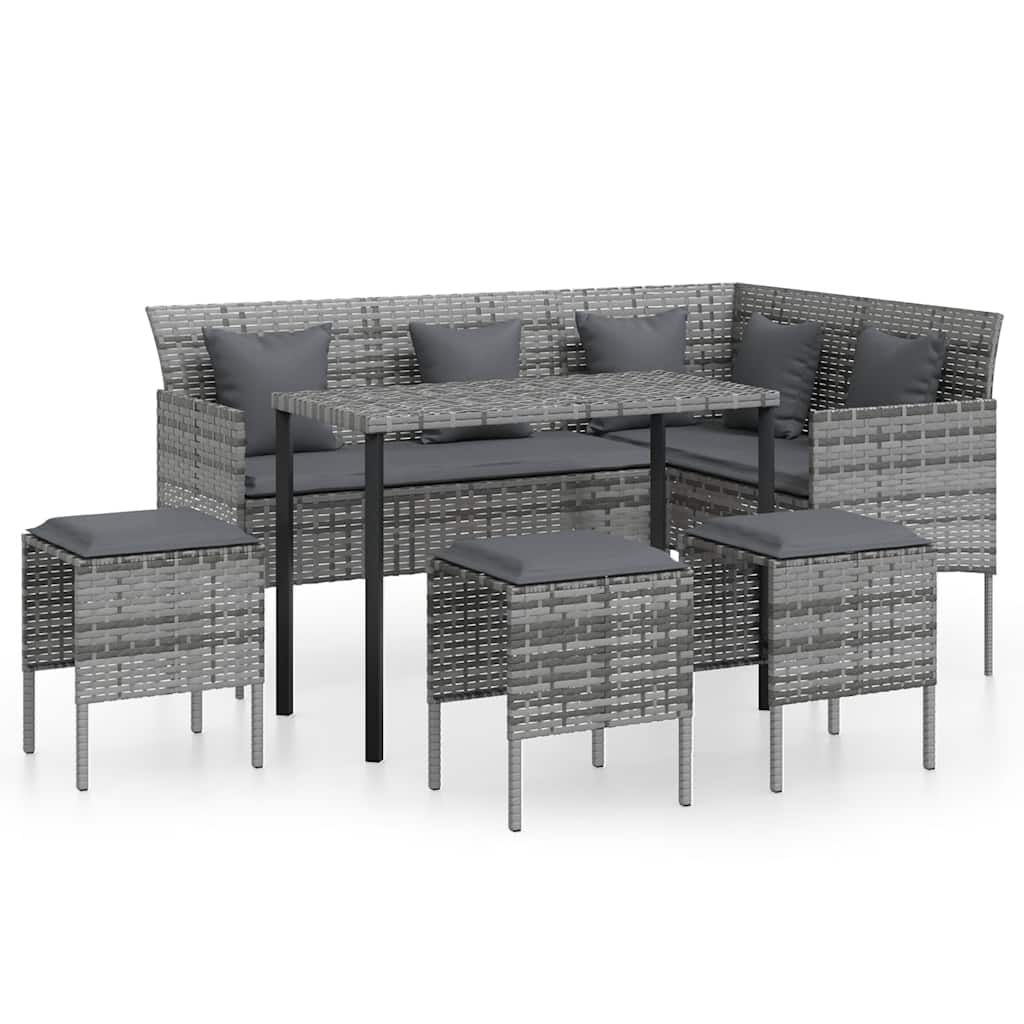 Set Divano a L con Cuscini 5 pz Grigio in Polyrattan | homemem39