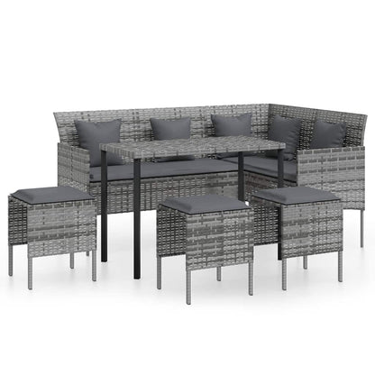 Set Divano a L con Cuscini 5 pz Grigio in Polyrattan | homemem39