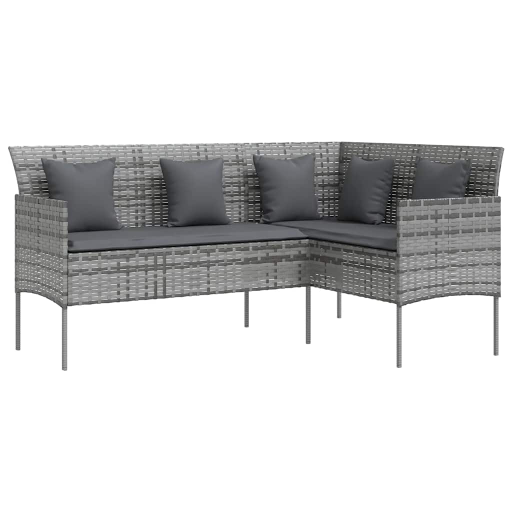Set Divano a L con Cuscini 5 pz Grigio in Polyrattan | homemem39