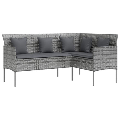 Set Divano a L con Cuscini 5 pz Grigio in Polyrattan | homemem39