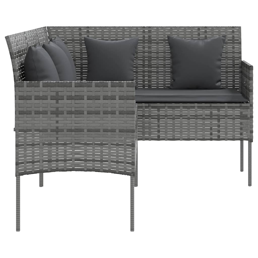 Set Divano a L con Cuscini 5 pz Grigio in Polyrattan | homemem39