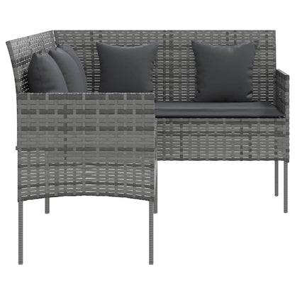 Set Divano a L con Cuscini 5 pz Grigio in Polyrattan | homemem39