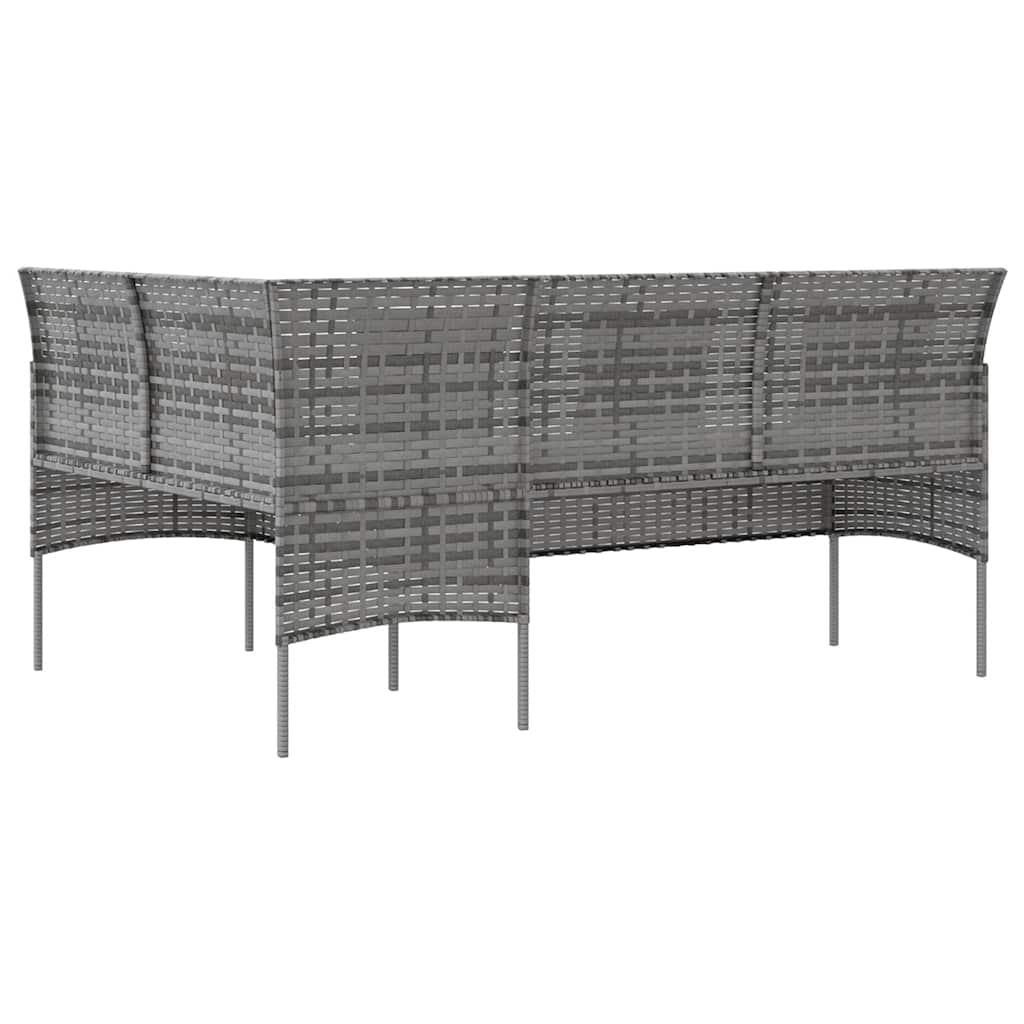 Set Divano a L con Cuscini 5 pz Grigio in Polyrattan | homemem39