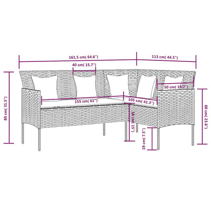 Set Divano a L con Cuscini 5 pz Grigio in Polyrattan | homemem39