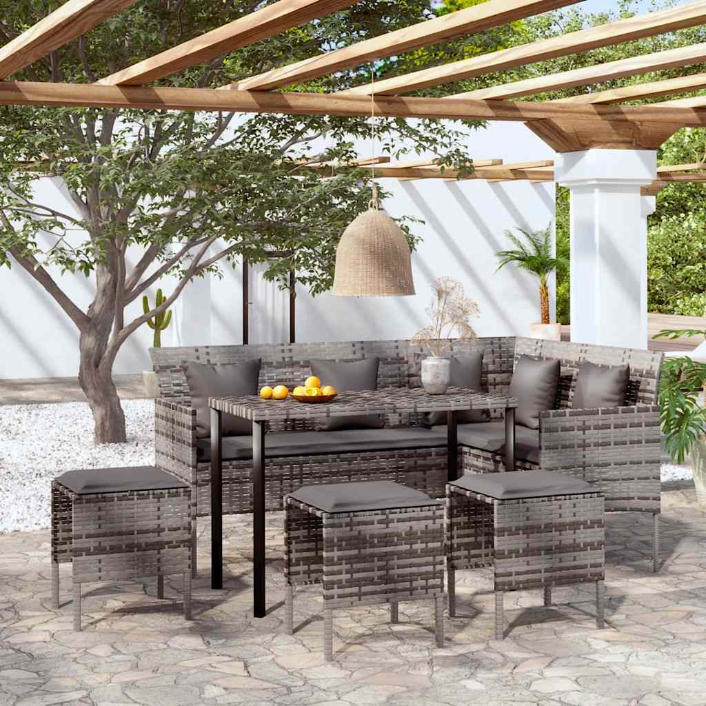 Set Divano a L con Cuscini 5 pz Grigio in Polyrattan | homemem39