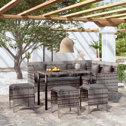 Set Divano a L con Cuscini 5 pz Grigio in Polyrattan | homemem39