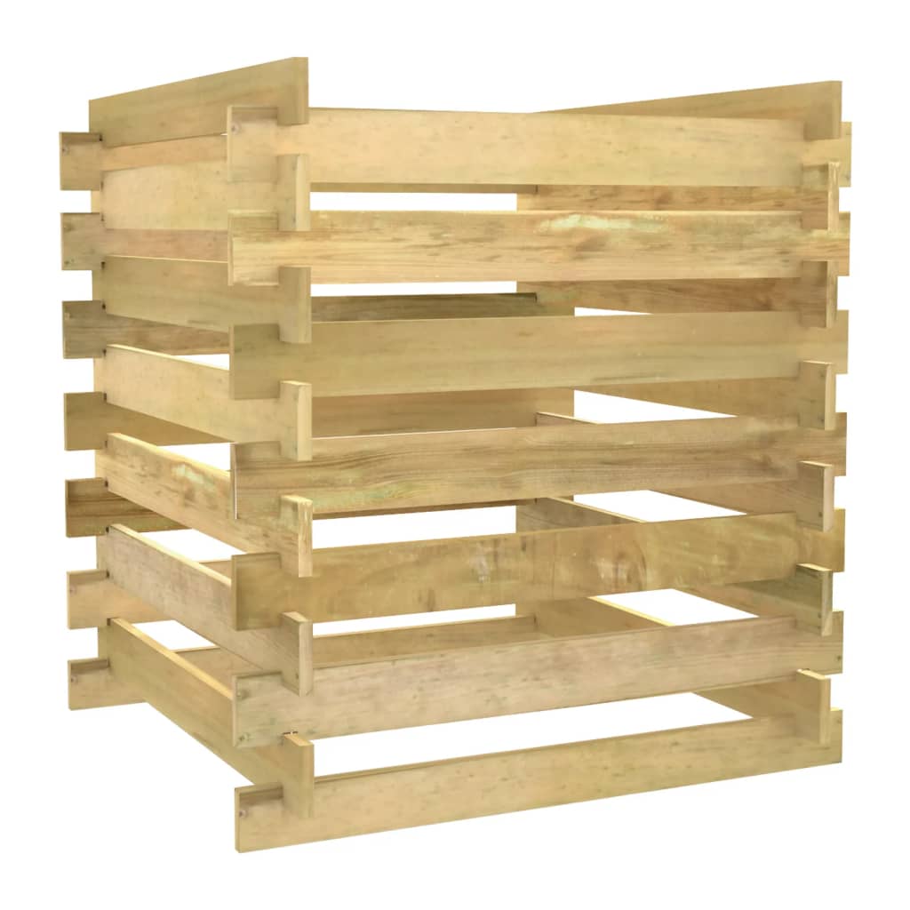 Compostiera da Giardino a Doghe 90x90x90cm in Pino Impregnato - homemem39