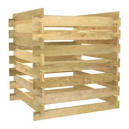 Compostiera da Giardino a Doghe 90x90x90cm in Pino Impregnato - homemem39